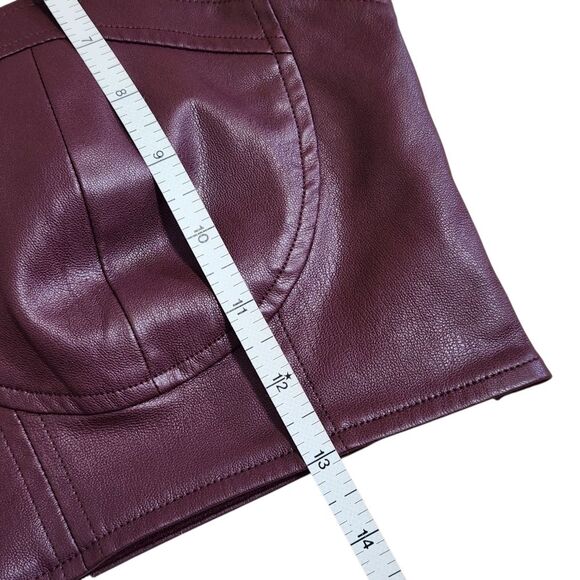 Future Collective Faux Leather Cropped Bustier Top Burgundy Wine Women's Medium - Picture 12 of 12